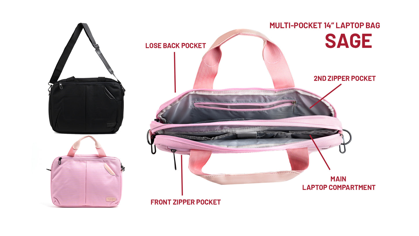 The Sage Laptop Bag 14" in Black
