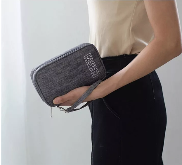 Cable Organizer Bag in Black and Navy Blue