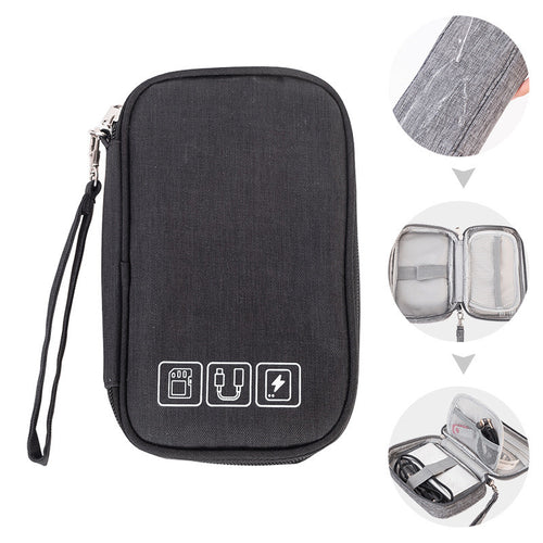 Cable Organizer Bag in Black and Navy Blue